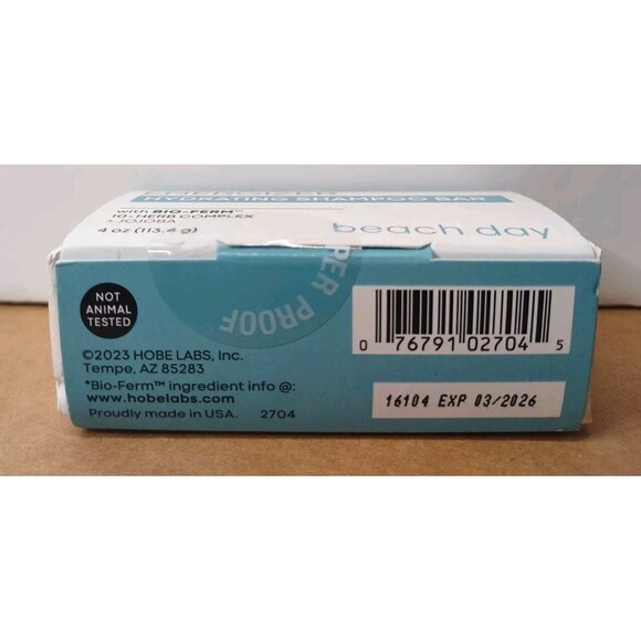 Hobe Labs Hydrating Shampoo Bar Energizer Beach Day Jojoba 4 oz Portable Travel - Picture 4 of 6